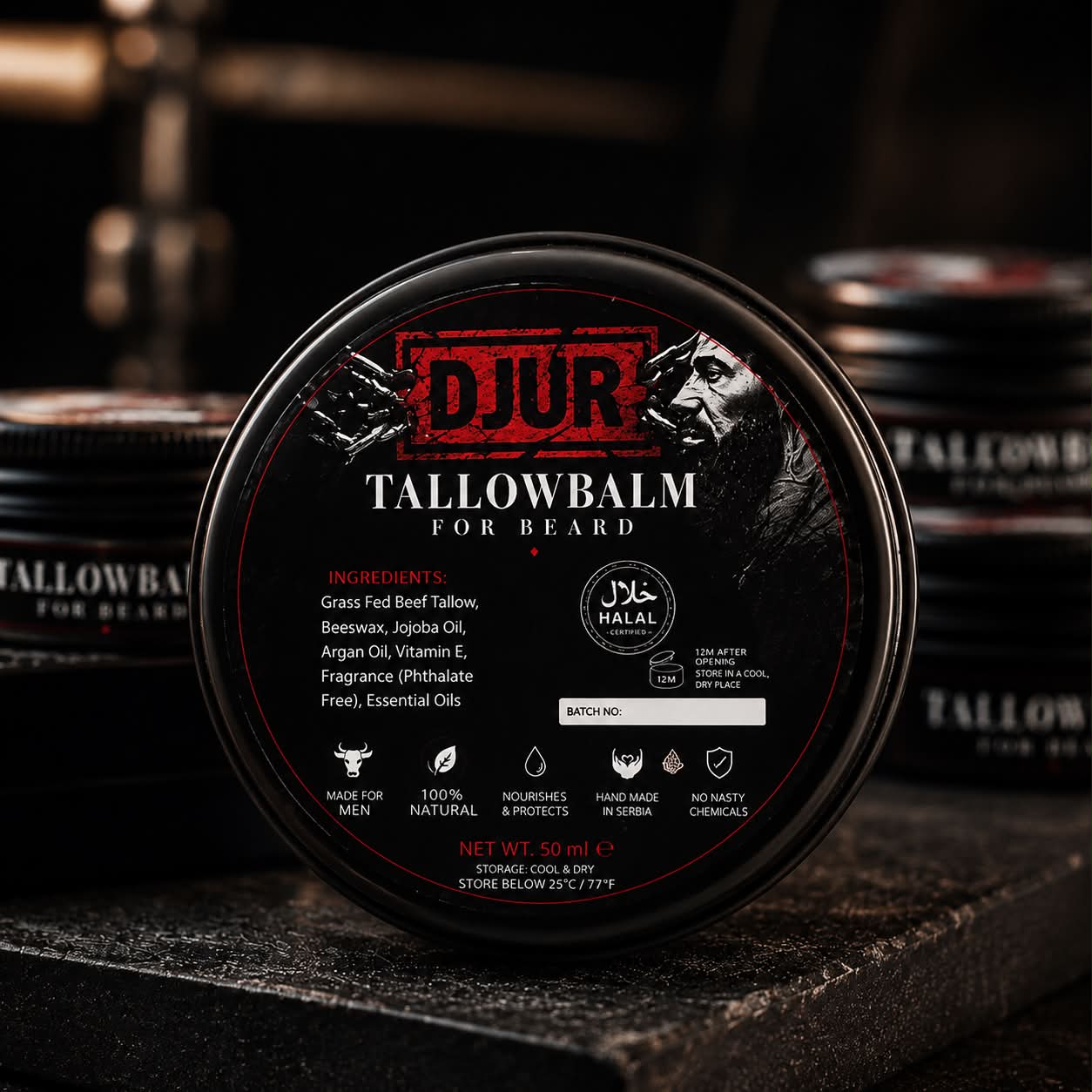 Pure handmade tallowbalm for beard, face & body